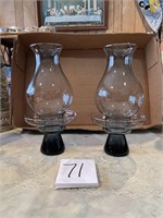 pair glass candle holders