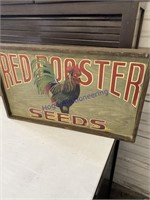 RED ROOSTER SEEDS WOOD SIGN, 11.5 X 19.5"