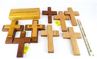 8-Walnut/Oak Crosses & 1-Religious Plaque