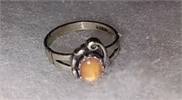 Size 4.75 sterling silver ring with orange gem