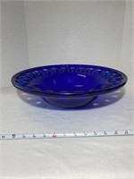 Blue stained glass bowl