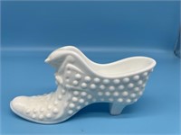 Fenton Milk Glass Hobnail Shoe