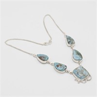 Ladies Sterling Caribbean Larimar Necklace