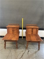 2 Vintage End Tables W/ Cabinets