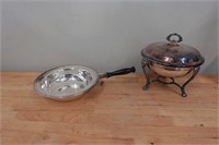 Silver style pan and serving bowl