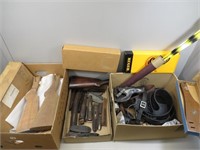 Assorted gun parts, holsters, cartridge belts,