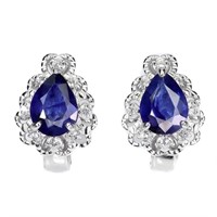 Natural Pear Blue Sapphire  Earrings