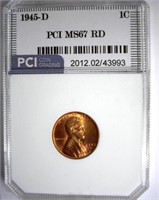 1945-D Cent PCI MS-67 RD LISTS FOR $175