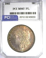 1885 Morgan PCI MS-67 PL LISTS FOR $6000