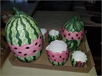 watermelon pitcher, cookie jar glass set