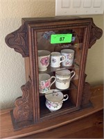 GINGERBREAD STYLE SHELF UNIT W DEMITASSE CUPS MORE
