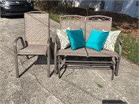 Outdoor Glider and chair with cushions