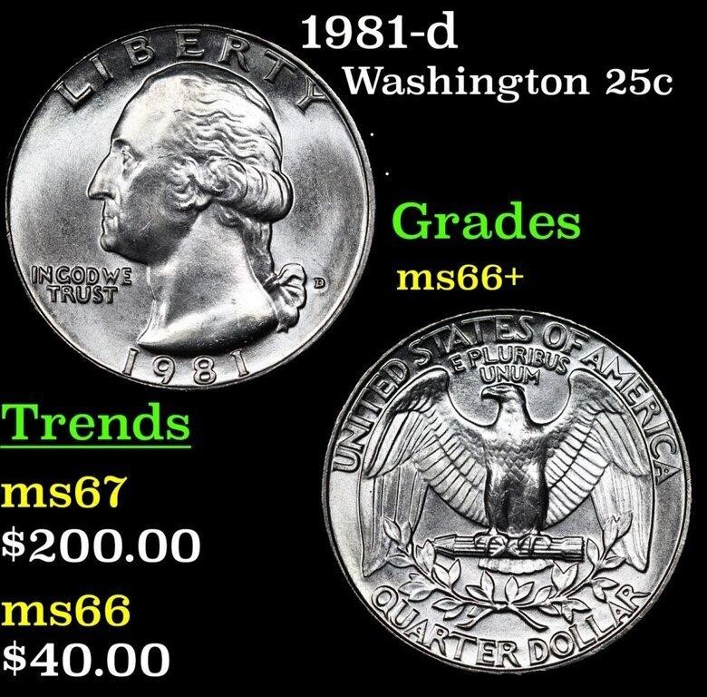 1981-d Washington Quarter 25c Grades GEM++ Unc