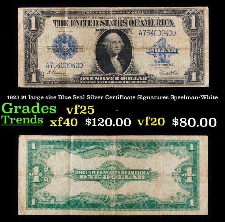 1923 $1 large size Blue Seal Silver Certificate Gr