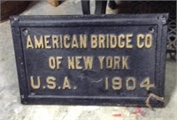 Cast iron 1904 American bridge sign