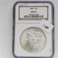 NGC 1887 MS63 90% Silver Morgan $1 Dollar