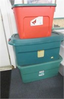 3 large totes (red/green & 2 green)