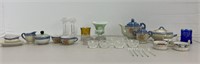 Group Nippon salt cellars, crystal knife rests,