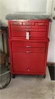 Two Piece Tool Chest on Wheels with Contents