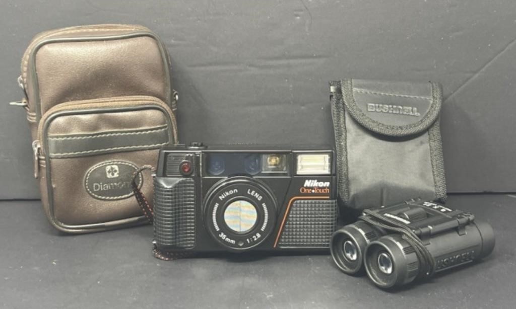 Vintage Nikon Camera and Binoculars