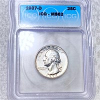 1937-D Washington Silver Quarter ICG - MS62