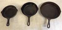 3) Cast Iron Frying Pans Wagner #6 & 2) Others