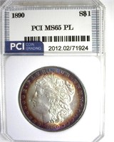 1890 Morgan MS65 PL LISTS $1850