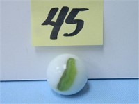 1 1/8" White w/ (2) Green Patches Marble