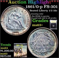 *Highlight* 1861/0-p FS-301 Seated Liberty 1/2 10c