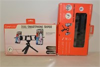 LOT OF 2 NEW DUAL SMARTPHONE TRIPODS