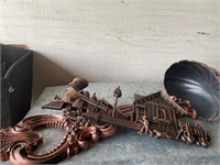 Vintage Copper Craft Planter and Wall Scenery