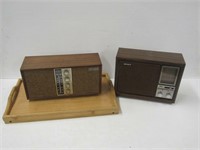 2 Radios and Wooden Tray