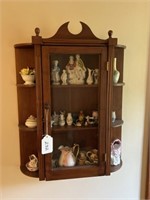 Hanging Curio Cabinet & Contents 23"H x 18"W x 5"D