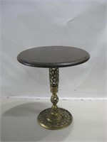 16"x 17" Wood & Brass Side Table