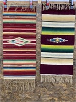 2 Older Woven Wool Mexican Wall Hangings + 1 With