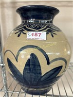 Signed & Painted Stoneware Vase