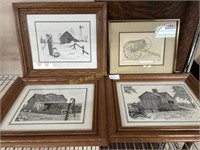 (4) Joe Benjamin Signed Farm Prints