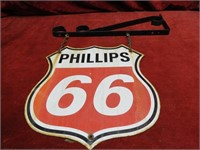 Porcelain Phillips 66 Pump sign. w/bracket.