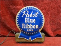 Vintage Pabst Blue Ribbon cash register sign.