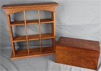 Wooden Shelf Organizer and Vintage box