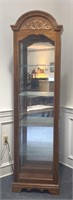 Oak Lighted Curio Cabinet with glass shelves