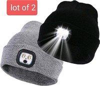 LOT OF 2- Unisex Beanie Hat with Light 2 Per pack,