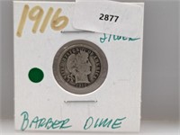 1916 90% Silv Barber Dime