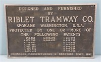Riblet Tramway Co. Aluminum Plaque