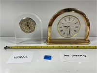 Two Glass Mantle Clocks