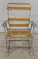 (W) Vintage Aluminum Webbed Rocking Chair.