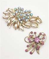 2-VINTAGE GOLD TONED BROOCHES: BSK