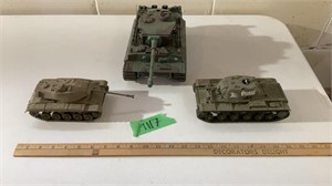 3- plastic military tank replicas