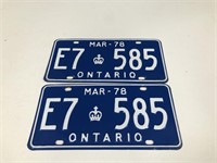PAIR OF MARCH 1978 ONTARIO PLATES