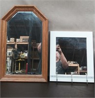 2 Framed Mirrors - 18" x 28", 16" x 18"